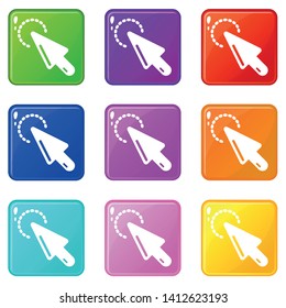 Cursor clean icons set 9 color collection isolated on white for any design
