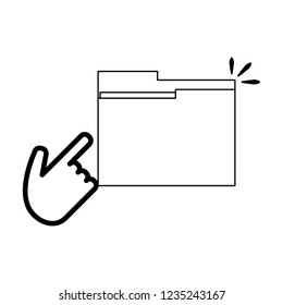 Cursor click hand on folder black and white