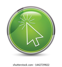 Cursor click icon isolated on elegant green round button vector illustration
