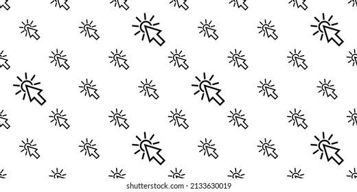 Cursor Click Icon Seamless Pattern, Mouse Click Vector Art Illustration