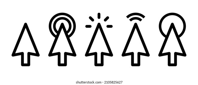 Cursor, haga clic en conjunto de iconos aislado en fondo blanco