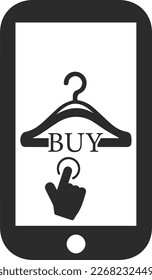 Cursor click online shop icon,  online shopping icon black vector