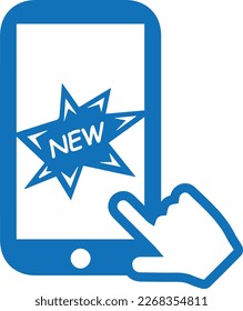 Cursor clic en icono de tienda en línea, icono de compra en línea vector azul