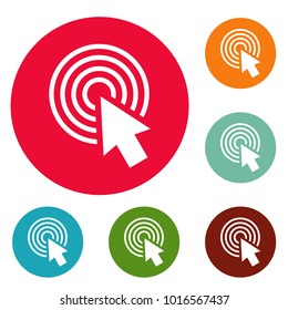 Cursor click round icons circle set vector isolated on white background