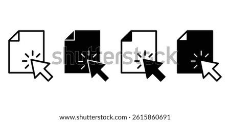 Cursor Clicking File Icons Black and White Document Selection Vector Design