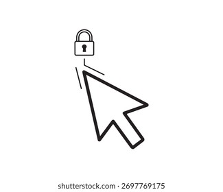 Cursor clicando no cadeado no estilo line-art