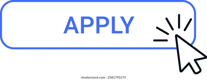 Cursor clicking on a vibrant blue apply button, symbolizing online applications, job searches, registrations, and seamless website navigation in the digital space