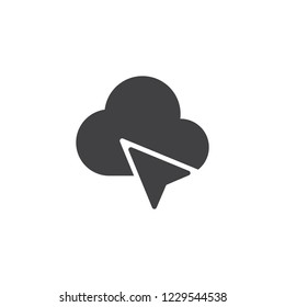 Cursor and cloud vector icon. filled flat sign for mobile concept and web design. Click on cloud solid icon. Mouse pointer click symbol, logo illustration. Pixel perfect vector