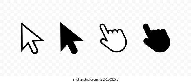 Cursor. Computer Mouse Click Cursor Icons. Cursor Icon Set Isolated On Transparent Background. Mouse Click Cursor Collection. Vector Graphic EPS 10