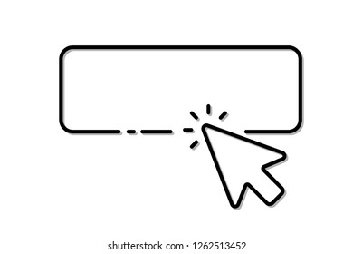 The cursor of the computer mouse clicks on the button with an empty space to insert the text. Vector illustration.