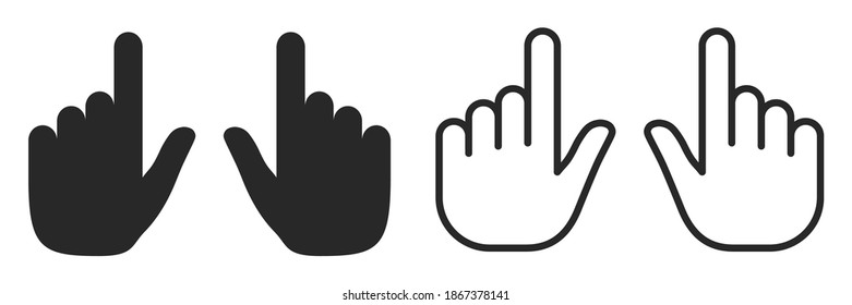 Cursor computer mouse icons. Cursor click collection. Vector pointing hand clicks icons isolated. Black flat icons