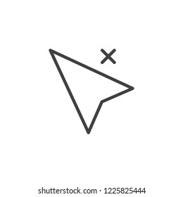 Cursor delete outline icon. linear style sign for mobile concept and web design. Computer mouse cursor remove simple line vector icon. Mouse pointer click symbol, logo illustration. Pixel perfect 
