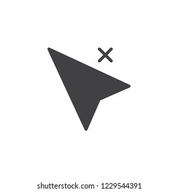 Cursor delete vector icon. filled flat sign for mobile concept and web design. Computer mouse cursor remove simple solid icon. Mouse pointer click symbol, logo illustration. Pixel perfect vector