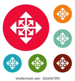 Cursor displacement arrow icons circle set vector isolated on white background