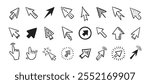 Cursor doodle icon set. Click cursor hand drawn set. Isolated mouse cursor . Vector illustration