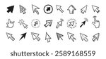 Cursor doodle icon set. Click cursor hand drawn set. Isolated mouse cursor . Vector illustration