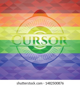 Cursor emblem on mosaic background with the colors of the LGBT flag
