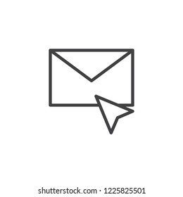 Cursor and envelope mail outline icon. linear style sign for mobile concept and web design. Click on email line vector icon. Mouse pointer click symbol, logo illustration. Pixel perfect 