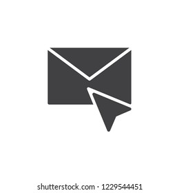 Cursor and envelope mail vector icon. filled flat sign for mobile concept and web design. Click on email solid icon. Mouse pointer click symbol, logo illustration. Pixel perfect vector