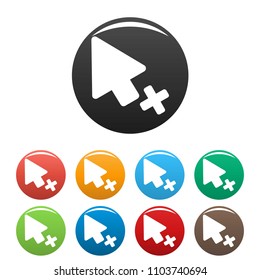 Cursor failure icon. Simple illustration of cursor failure vector icons set color isolated on white