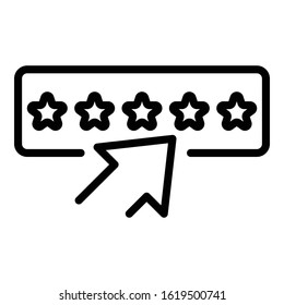 Cursor feedback stars icon. Outline cursor feedback stars vector icon for web design isolated on white background