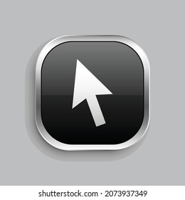 cursor fill icon design. Glossy Button style rounded rectangle isolated on gray background. Vector illustration