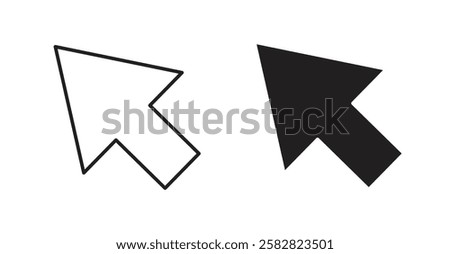 Cursor filled and outlined icons vectors on white background