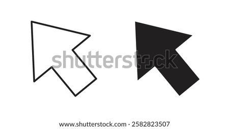 Cursor filled and outlined icons vectors on white background