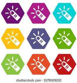 Cursor finger icons 9 set coloful isolated on white for web
