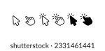 Cursor. Flat, black, computer pointer, hover and click. Vector icons.