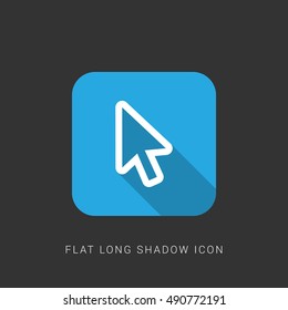 Cursor Flat blue long shadow Icon / Logo Design