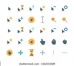 Cursor flat icon set. Vector and Illustration.
