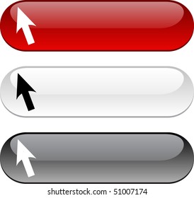 Cursor glossy buttons. Three color version.