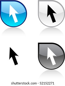 Cursor glossy drop vibrant buttons.