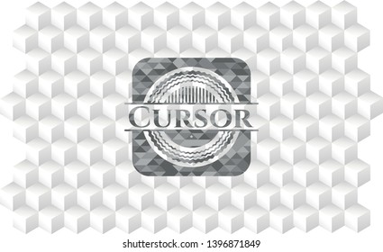 Cursor grey emblem with cube white background