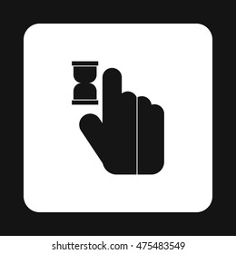 Cursor hand in anticipation icon in simple style isolated on white background. Computer and internet symbol