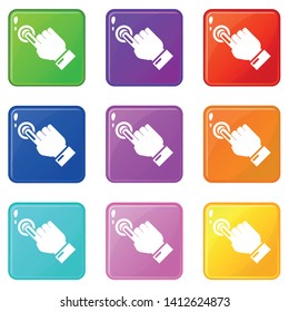 Cursor hand click icons set 9 color collection isolated on white for any design