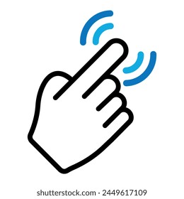 cursor hand icon clicking on wi-fi signal waves
