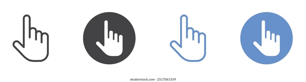 Conjunto de símbolos de linha plana do ícone de mão do cursor.