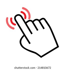 cursor hand icon red waves