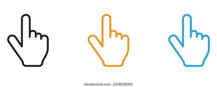 Cursor hand icon Thin line illustration set