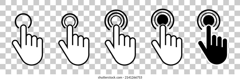  Cursor Hand icons.Click vector icons. Hand click button.Clicking cursor.Pointer click icon.Computer mouse click cursor.Hand pointer icon.