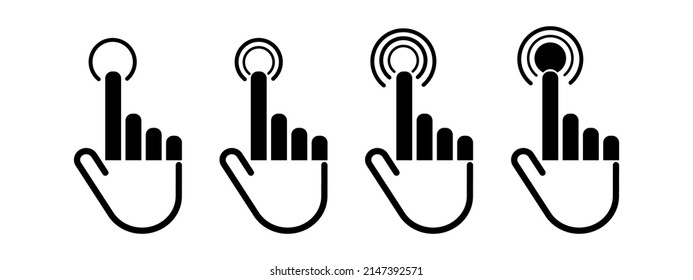 Cursor Hand Icons.Click Vector Icons. Hand Click Button.Clicking Cursor.Pointer Click Icon.Computer Mouse Click Cursor.Hand Pointer  Icon.Clicking Cursor.