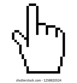 Cursor hand pixel icon. Graphical user interface element pointer in the shape of hand. This design graphic element is saved as a vector illustration in the EPS file format.