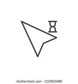 Cursor and hourglass outline icon. linear style sign for mobile concept and web design. Computer mouse cursor simple line vector icon. Mouse pointer click symbol, logo illustration. Pixel perfect 