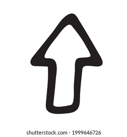 Cursor icon. Arrow hollow doodle style. Pointer sign. Clip-art image of a silhouette. Vector illustration. Hand drawing