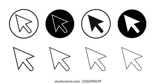 Cursor icon Black line art vector logo set