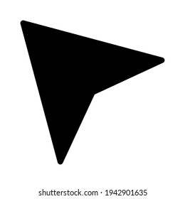 cursor icon or button in flat style with long shadow, isolated vector illustration on white background