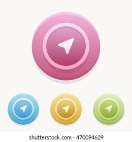 cursor icon or button in flat style with long shadow, isolated vector illustration on transparent background