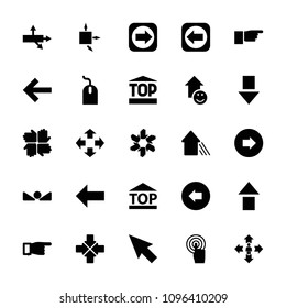 Cursor icon. collection of 25 cursor filled icons such as arrow left, arrow right, pointing, mouse, pointer, move, hands. editable cursor icons for web and mobile.